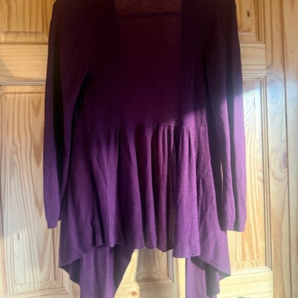 Torrid Open-Front Cardigan – Wine Burgundy Waffle Knit Size 0 or Large - Picture 3 of 3